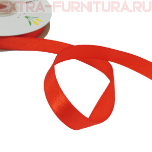 Лента атласная 12 мм цв. 078 алый рул. 27,42м