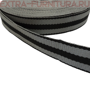 Стропа трехцветная, шир.30мм, цв. черный/серый/черный, уп.25м, пл. 17 гр/м 