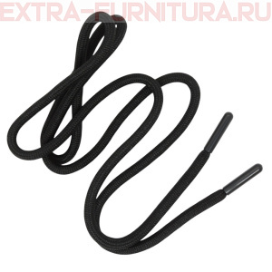 Шнурки круглые 150см, шир.6мм, цв.322 черный, пласт.наконечник, уп.100шт