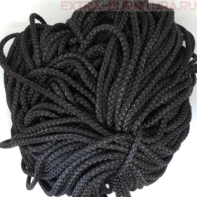 Шнур  ПП 8 мм (+/-1мм), цв. черный, уп.100м, пл.6,5 гр/м Б