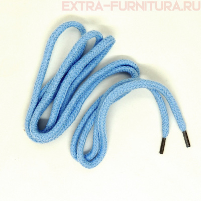 Шнурки круглые 130 см, Хлопок, цв.небесный