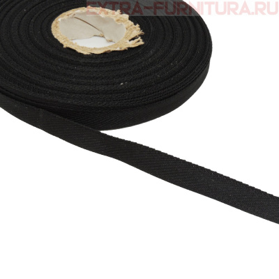 Лента вешалочная, шир.8мм, цв.черный, уп.25м