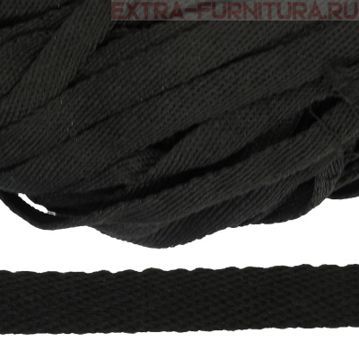 Шнур плоский шир.15мм (+/-1мм), арт.23с43, цв. черный, уп.100м