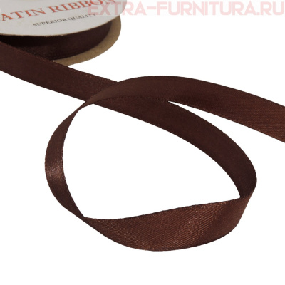 Лента атласная 12 мм цв. 203 коричневый рул. 27,42м